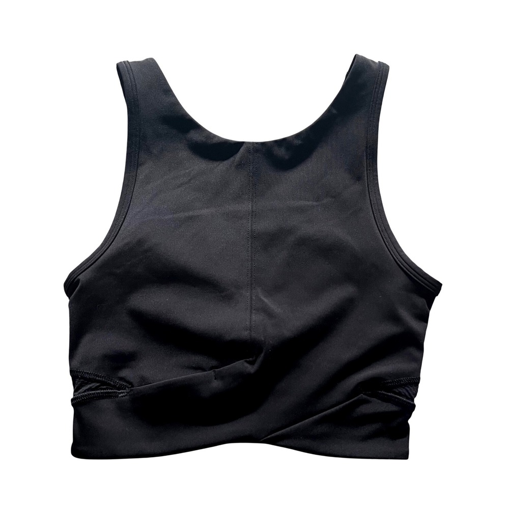 Lululemon Final Mile Crop Tank Women 2 Black Athleisure Nulux Mesh LW1CFPS BLK